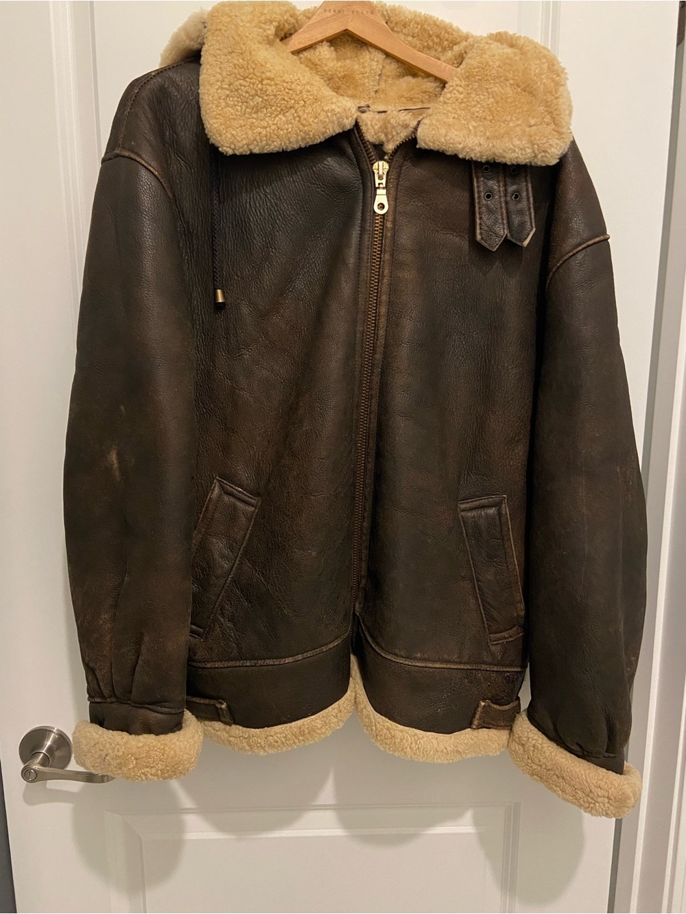 Men's *VINTAGE* HARLIN Dark Brown Shearling-Lined Bomber Jacket